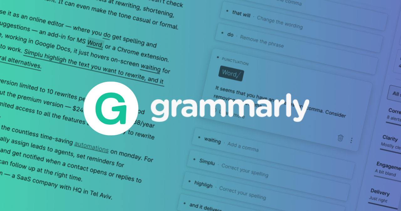Grammarly writing assistant interface