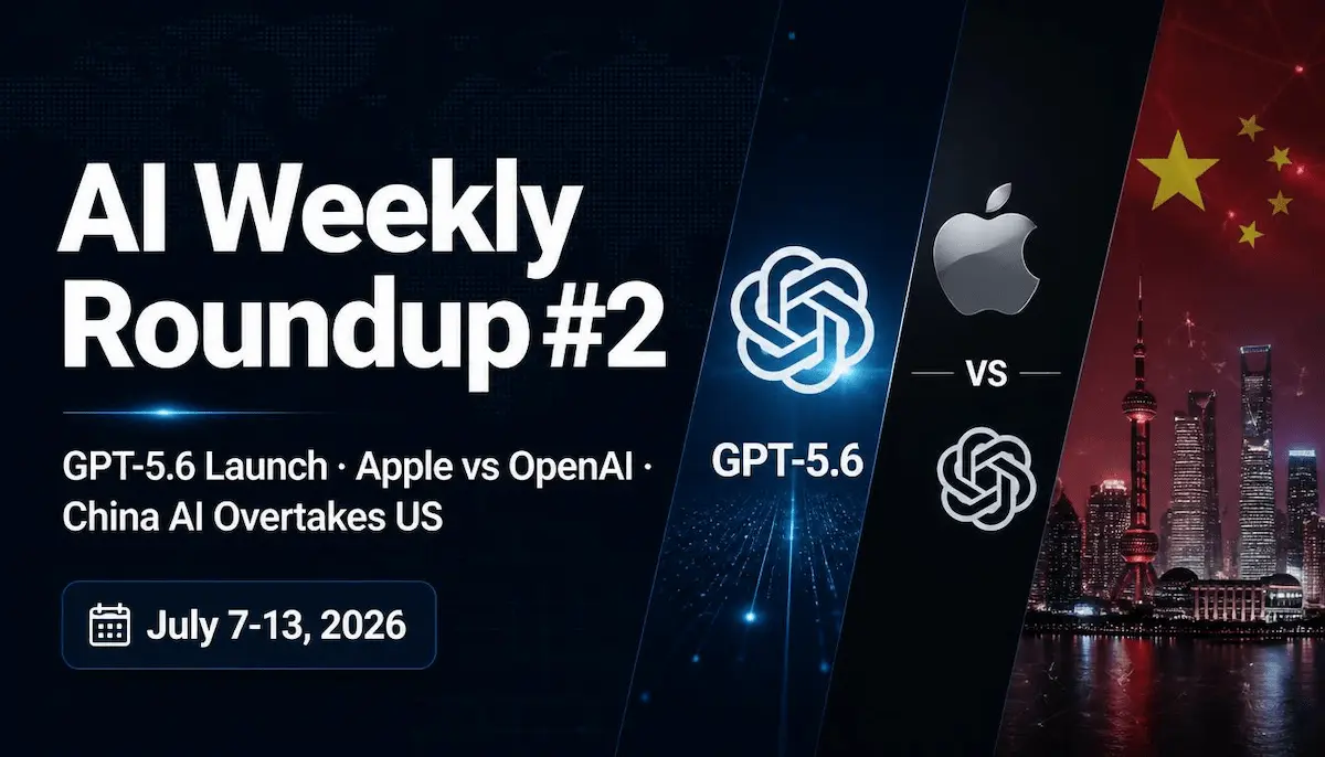 AI Weekly Roundup July 2026 featured image showing GPT-5.6 Apple OpenAI lawsuit and China AI news headlines