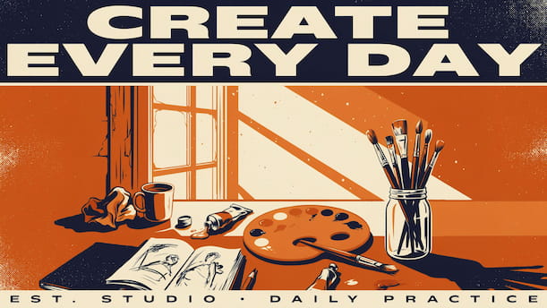 AI-generated screen print style image with flat color separations