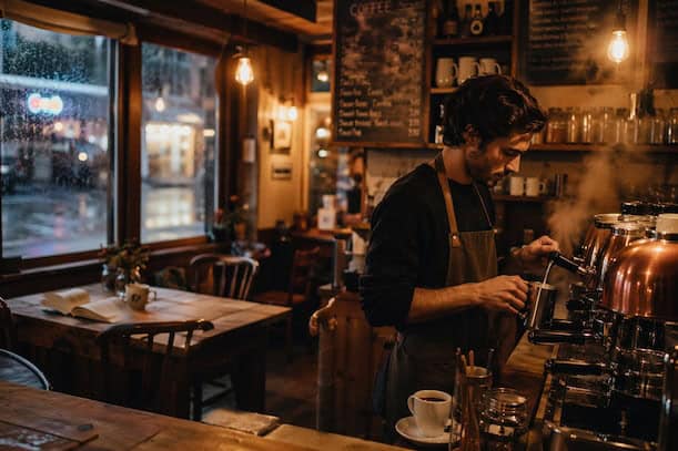 AI-generated photorealistic image example with warm beans and cream tones